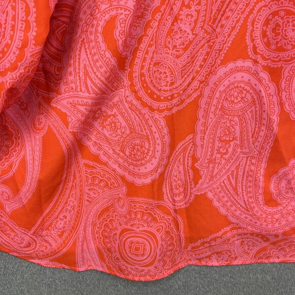 Tommy Hilfiger Blouse Womens 2X Plus Orange Paisley Button Front Long Sleeve - Picture 16 of 16